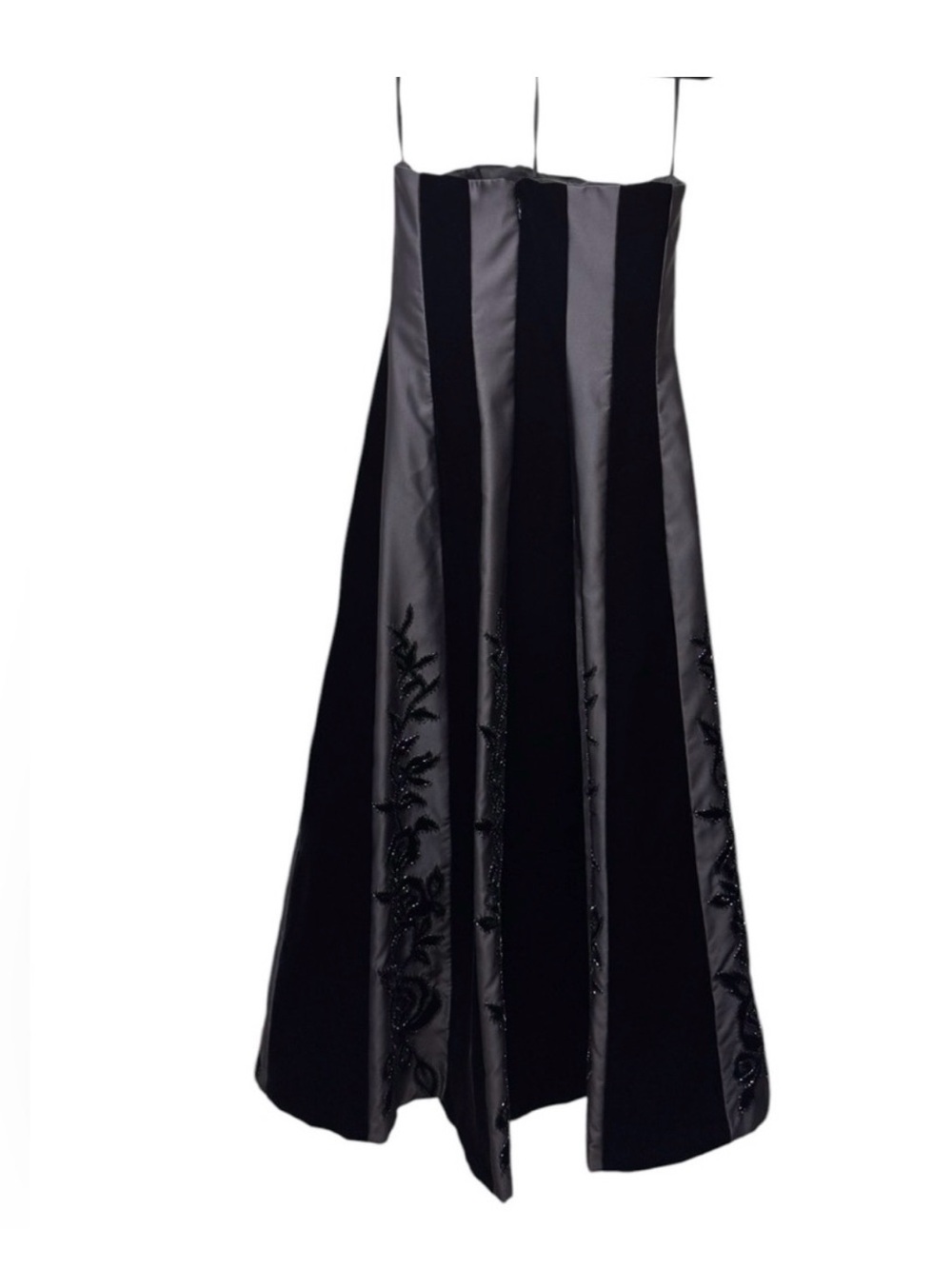 Stunning Lillie Ruben/Cache Vintage Black Velvet & Satin Beaded Gown, Vampy Glam